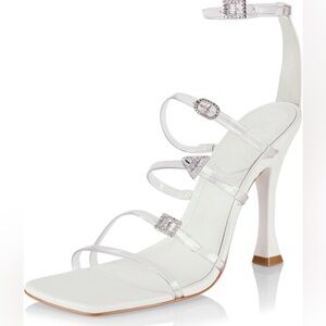 SCHUTZ Noelle Clear and White Strappy Heels